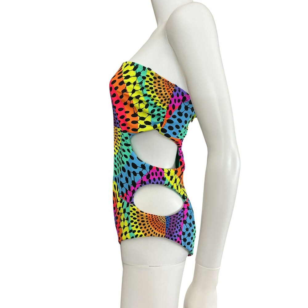 Mara Hoffman One Piece Swimsuit L Cutout Multicolor Rainbow Polka Dot $259 NWOT - Picture 7 of 14